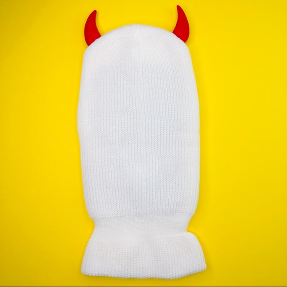 Cry Evil Devil White Ski Mask Balaclava Beanie Cap 3 Holes Full Face Cover - Picture 4 of 4